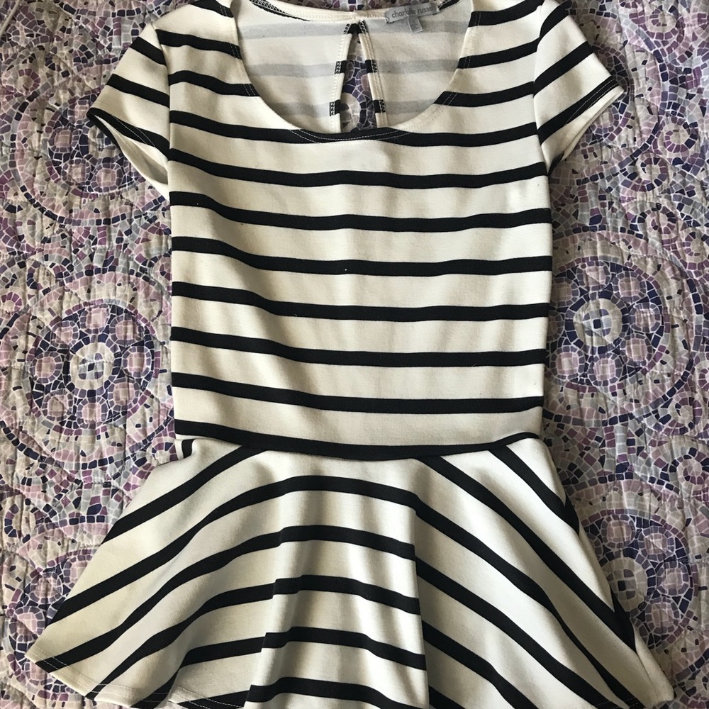 Charlotte Russe black/white peplum short sleeve